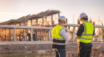 two workers at a construction site