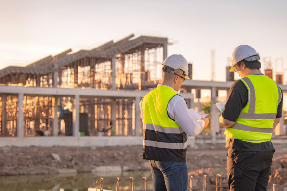 two construction workers at a worksite